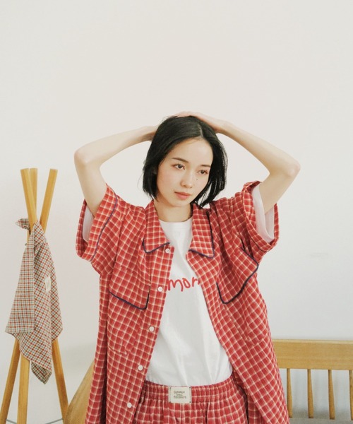 common gull products.(コモンガルプロダクツ)の「おやすみと行ってきますのシャツ、夏(シャツ/ブラウス・レディース・ライトブルー/レッド・MEDIUM/LARGE)」の17枚目の写真