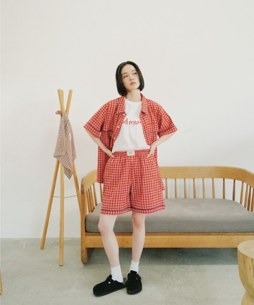 common gull products.(コモンガルプロダクツ)の「おやすみと行ってきますのシャツ、夏(シャツ/ブラウス・レディース・ライトブルー/レッド・MEDIUM/LARGE)」の18枚目の写真