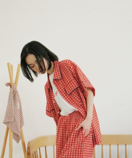 common gull products.(コモンガルプロダクツ)の「おやすみと行ってきますのシャツ、夏(シャツ/ブラウス・レディース・ライトブルー/レッド・MEDIUM/LARGE)」の19枚目の写真