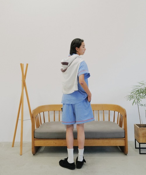 common gull products.(コモンガルプロダクツ)の「おやすみと行ってきますのシャツ、夏(シャツ/ブラウス・レディース・ライトブルー/レッド・MEDIUM/LARGE)」の5枚目の写真