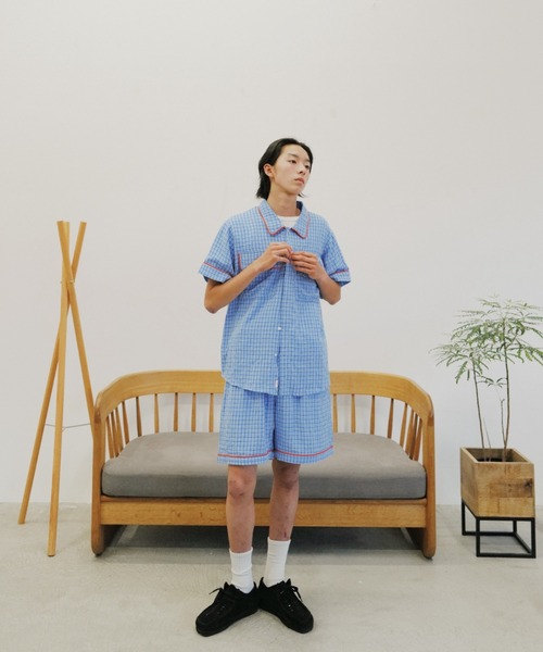 common gull products.(コモンガルプロダクツ)の「おやすみと行ってきますのシャツ、夏(シャツ/ブラウス・レディース・ライトブルー/レッド・MEDIUM/LARGE)」の7枚目の写真