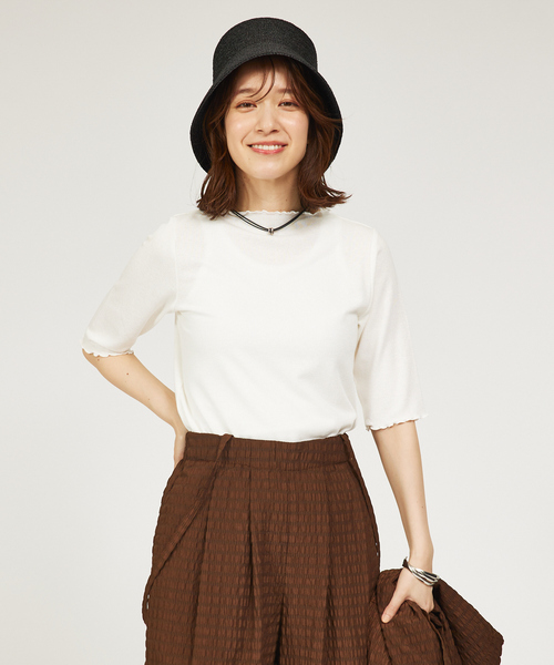 abahouse mavie（アバハウスマヴィ）の「メロウスパーク5分袖プルオーバー（Tシャツ/カットソー・レディース・ホワイト/ライトグレー/ブラック・フリー）」の5枚目の写真
