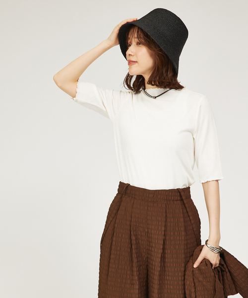 abahouse mavie（アバハウスマヴィ）の「メロウスパーク5分袖プルオーバー（Tシャツ/カットソー・レディース・ホワイト/ライトグレー/ブラック・フリー）」の6枚目の写真