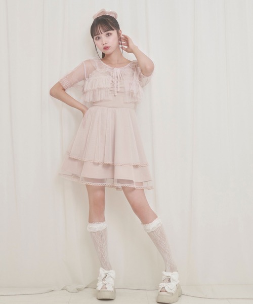 Honey Cinnamon(ハニーシナモン)の「チュールガウンキャミワンピセット(ワンピース・レディース・ブラック/ピンク・FREE)」の22枚目の写真