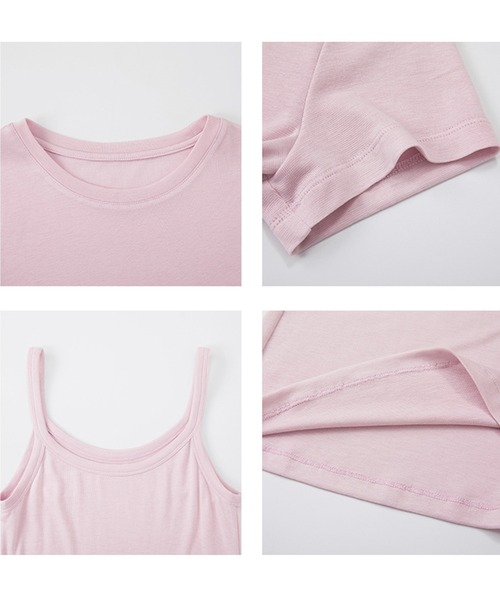 ラウンドネックT キャミソールセット レイヤードトップス