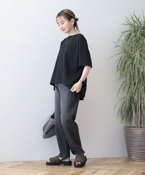 AMERICAN HOLIC(アメリカンホリック)の「接触冷感バックタックカットプルオーバー(Tシャツ/カットソー・レディース・グレー/ホワイト/サックスブルー/ブラック/イエロー・L/M)」の18枚目の写真