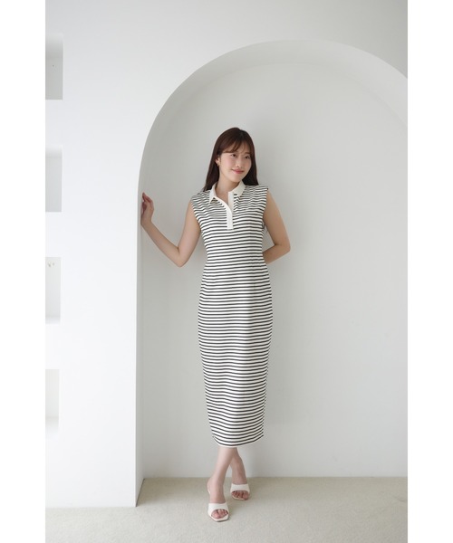 ワンピース French Sleeve Polo Mini Dress Herlipto Her lip to（ハーリップトゥー）の「French Sleeve Polo Mini