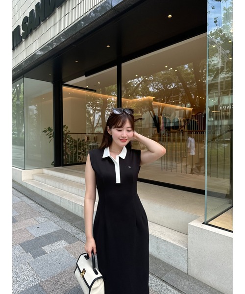 ワンピース her lip to French Sleeve Polo Long Dress Her lip to（ハーリップトゥー）の「French Sleeve Polo Long
