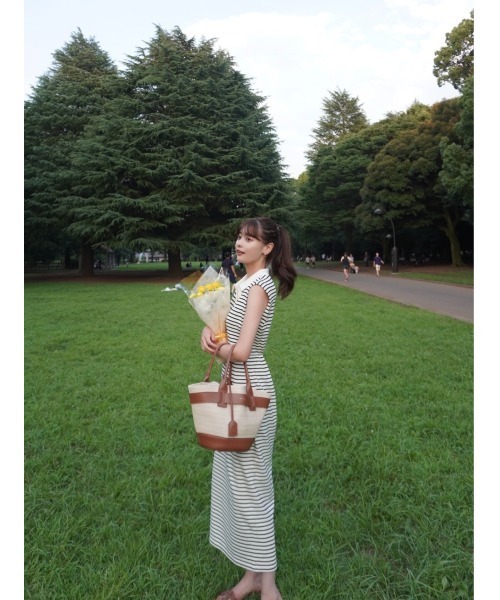 ワンピース French Sleeve Polo Long Dress her lip to French Sleeve Polo Long Dress