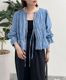 fredy emue | シャーリングリボンデニムシャツ(シャツ/ブラウス)