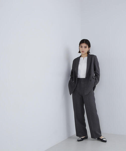 NATURAL BEAUTY BASIC（ナチュラルビューティーベーシック）の「◇シャークスキン SETUP ダブルブレストジャケット（テーラードジャケット・レディース・ダークブラウン/チャコールグレー・MEDIUM/SMALL）」の8枚目の写真
