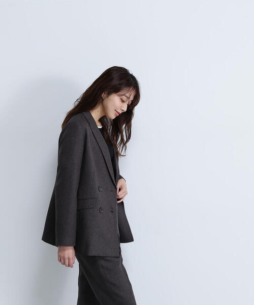 NATURAL BEAUTY BASIC（ナチュラルビューティーベーシック）の「◇シャークスキン SETUP ダブルブレストジャケット（テーラードジャケット・レディース・ダークブラウン/チャコールグレー・MEDIUM/SMALL）」の21枚目の写真