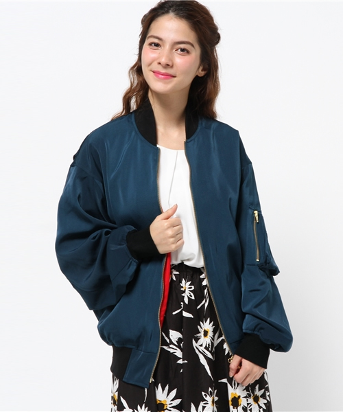 Omekashi（オメカシ）の「【Omekashi】HLリバーシブルブルゾン（ブルゾン・レディース・ブラック/ブルー・ﾌﾘ-）」の2枚目の写真