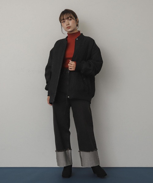 SENSE OF PLACE by URBAN RESEARCH（センスオブプレイスバイアーバンリサーチ）の「ターンバックハクワイドデニム（デニムパンツ・レディース・ワンウォッシュ/ブラック・MEDIUM/SMALL）」の15枚目の写真