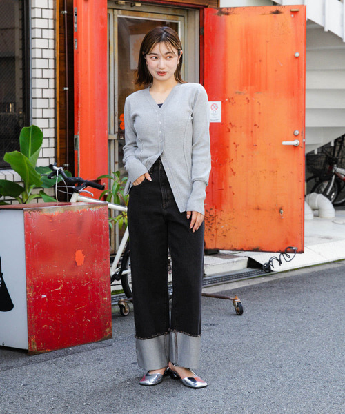 SENSE OF PLACE by URBAN RESEARCH（センスオブプレイスバイアーバンリサーチ）の「ターンバックハクワイドデニム（デニムパンツ・レディース・ワンウォッシュ/ブラック・MEDIUM/SMALL）」の18枚目の写真