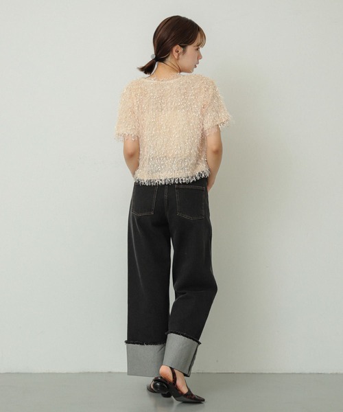 SENSE OF PLACE by URBAN RESEARCH（センスオブプレイスバイアーバンリサーチ）の「ターンバックハクワイドデニム（デニムパンツ・レディース・ワンウォッシュ/ブラック・MEDIUM/SMALL）」の11枚目の写真