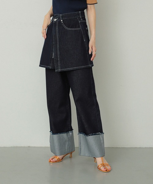 SENSE OF PLACE by URBAN RESEARCH（センスオブプレイスバイアーバンリサーチ）の「ターンバックハクワイドデニム（デニムパンツ・レディース・ワンウォッシュ/ブラック・MEDIUM/SMALL）」の12枚目の写真