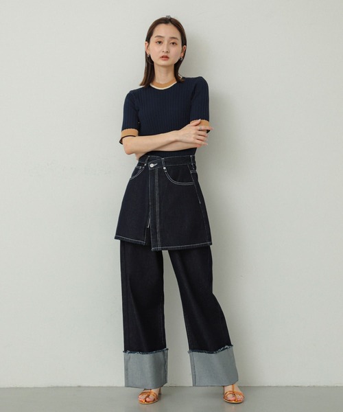 SENSE OF PLACE by URBAN RESEARCH（センスオブプレイスバイアーバンリサーチ）の「ターンバックハクワイドデニム（デニムパンツ・レディース・ワンウォッシュ/ブラック・MEDIUM/SMALL）」の14枚目の写真