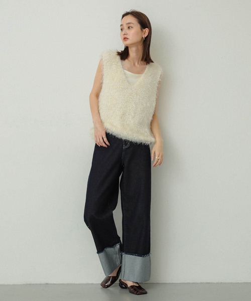 SENSE OF PLACE by URBAN RESEARCH（センスオブプレイスバイアーバンリサーチ）の「ターンバックハクワイドデニム（デニムパンツ・レディース・ワンウォッシュ/ブラック・MEDIUM/SMALL）」の7枚目の写真