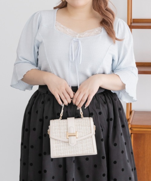 CLETTE(クレット)の「レース使いリボン付きプルオーバー(Tシャツ/カットソー・レディース・ブラック/アイボリー/ブルー・LL/3L/4L)」の18枚目の写真