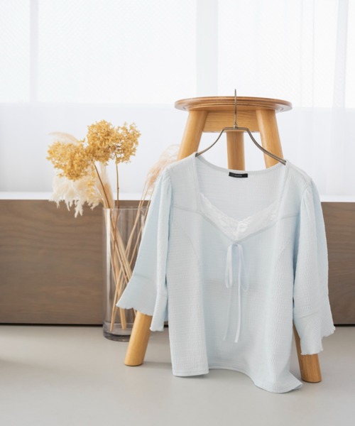 CLETTE(クレット)の「レース使いリボン付きプルオーバー(Tシャツ/カットソー・レディース・ブラック/アイボリー/ブルー・LL/3L/4L)」の19枚目の写真