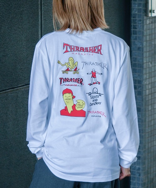 THRASHER(スラッシャー)の「MULTI.E GONZ L/S T-SHIRTS/スラッシャーリラックスフィットGONZマルチグラフィックバックプリントロングTシャツ(Tシャツ/カットソー・メンズ・ホワイト/ミックスグレー/ブラック・MEDIUM/XX-LARGE/X-LARGE/LARGE)」の1枚目の写真