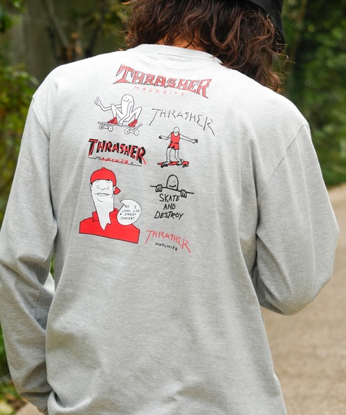 THRASHER(スラッシャー)の「MULTI.E GONZ L/S T-SHIRTS/スラッシャーリラックスフィットGONZマルチグラフィックバックプリントロングTシャツ(Tシャツ/カットソー・メンズ・ホワイト/ミックスグレー/ブラック・MEDIUM/XX-LARGE/X-LARGE/LARGE)」の3枚目の写真