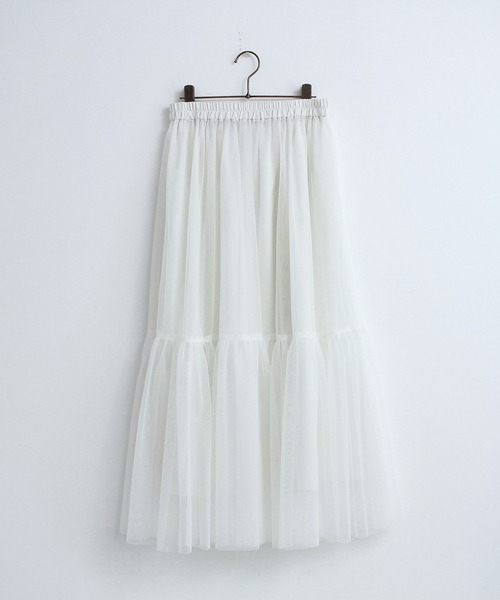 for/c（フォーシー）の「裏地取り外し可チュールスカート【サスティナブル】（スカート・レディース・ブラック/オフホワイト・M/L/LL）」の19枚目の写真