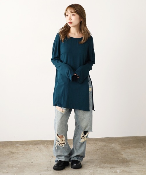 ROOPTOKYO(ループトウキョウ)の「シアー長袖トップス(Tシャツ/カットソー・レディース・ブラック/ネイビー/ブラウン・FREE)」の7枚目の写真