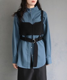 &g'aime | 【&g’aime】ドロストリングスタンドカラーシャツ　DRAWSTRING STANDCOLLAR SHIRT(シャツ/ブラウス)