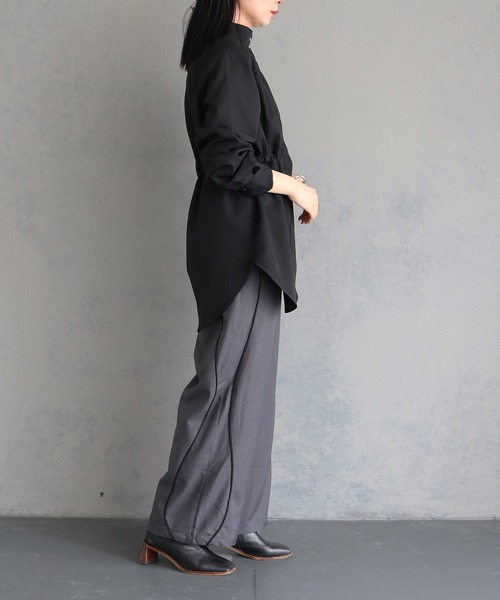 アンジェム / DRAWSTRING STANDCOLLAR SHIRT &g'aime（アンジェム）の「【&g'aime】ドロストリングスタンド