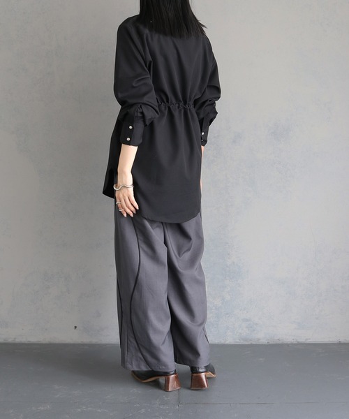 &g'aime(アンジェム)の「【&g’aime】ドロストリングスタンドカラーシャツ DRAWSTRING STANDCOLLAR SHIRT(シャツ/ブラウス・レディース・ブラック/ブルー/チャコールグレー・FREE)」の14枚目の写真