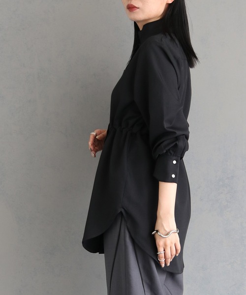 &g'aime(アンジェム)の「【&g’aime】ドロストリングスタンドカラーシャツ DRAWSTRING STANDCOLLAR SHIRT(シャツ/ブラウス・レディース・ブラック/ブルー/チャコールグレー・FREE)」の10枚目の写真