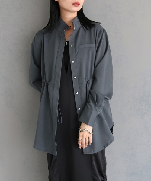 &g'aime(アンジェム)の「【&g’aime】ドロストリングスタンドカラーシャツ DRAWSTRING STANDCOLLAR SHIRT(シャツ/ブラウス・レディース・ブラック/ブルー/チャコールグレー・FREE)」の15枚目の写真