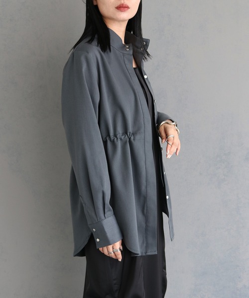 アンジェム / DRAWSTRING STANDCOLLAR SHIRT &g'aime（アンジェム）の「【&g'aime】ドロストリングスタンド