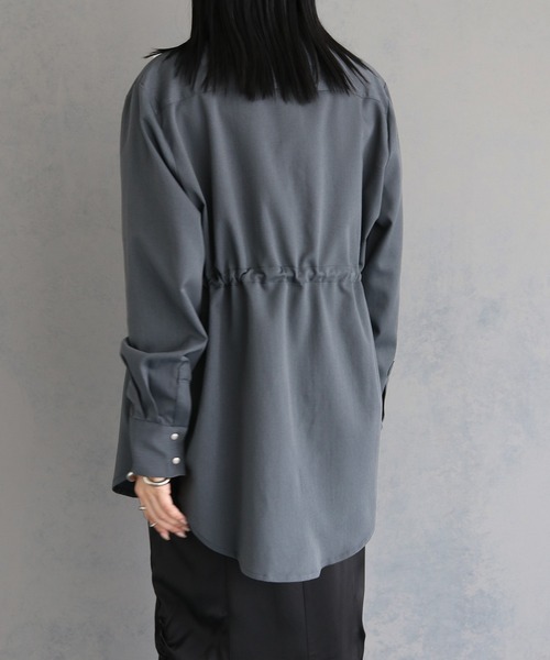 &g'aime(アンジェム)の「【&g’aime】ドロストリングスタンドカラーシャツ DRAWSTRING STANDCOLLAR SHIRT(シャツ/ブラウス・レディース・ブラック/ブルー/チャコールグレー・FREE)」の17枚目の写真