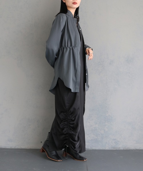 アンジェム / DRAWSTRING STANDCOLLAR SHIRT &g'aime（アンジェム）の「【&g'aime】ドロストリングスタンド