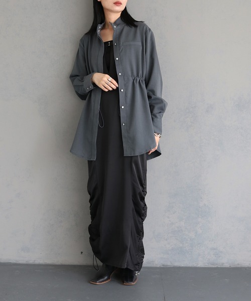 アンジェム / DRAWSTRING STANDCOLLAR SHIRT &g'aime（アンジェム）の「【&g'aime】ドロストリングスタンド