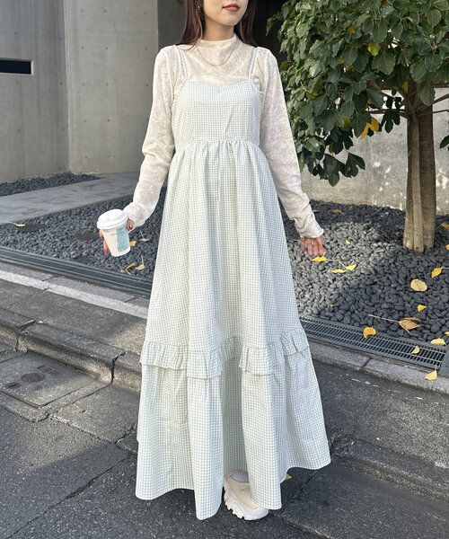 【新品】ダブルクローゼット　wcloset レースティアードキャミ ホワイト レースティアードキャミ | w closet(ダブルクローゼット