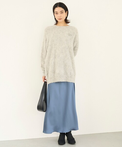 【洗える】アルパカシャギー ロングニット 洗える】アルパカシャギー ロングニット / UNFILO