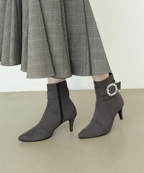 Launa lea(ラウナレア)の「7cmポインテッドトウビジューショートブーツ(0581)(ブーツ・レディース・ブラック/ネイビー/グレー系その他・LL/L/M/S)」の5枚目の写真