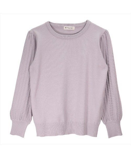 TOKYO SHIRTS（トウキョウシャツ）の「袖編地変化ニットプルオーバー（ニット/セーター・レディース・ラベンダー/ネイビー・M/L）」の2枚目の写真