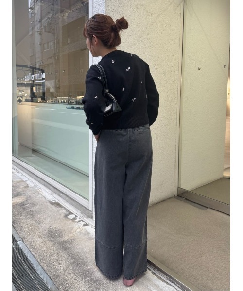 titivate（ティティベイト）の「アルパカタッチフラワー刺繍カーディガン（カーディガン/ボレロ・レディース・ネイビー/ブラック/チャコール/ブラウン・FREE）」の22枚目の写真