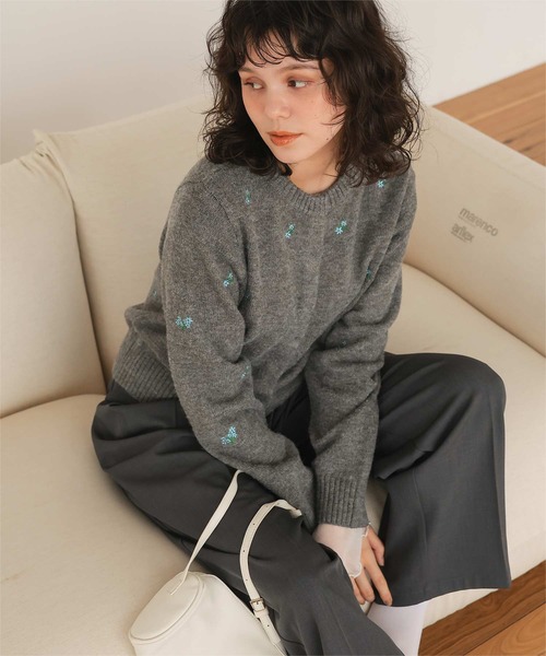 ロイヤル アルパカ 花柄 刺繍 カーディガン ブラック アルパカ100％ Ｌ ROYAL ALPACA ロイヤルアルパカ100 花柄 ニット カーディガン