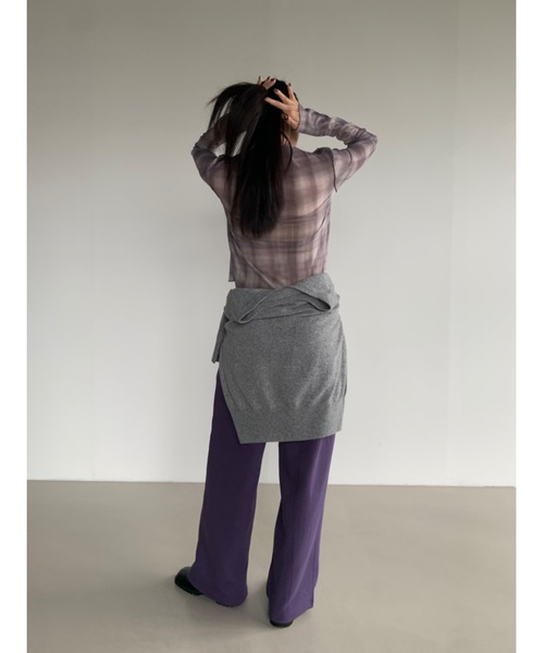 Didot.showroom(ディドット ショールーム)の「メロウチェックシアーT(Tシャツ/カットソー・レディース・グレー/ベージュ・FREE)」の13枚目の写真