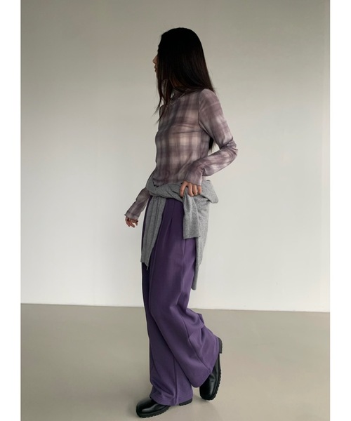Didot.showroom(ディドット ショールーム)の「メロウチェックシアーT(Tシャツ/カットソー・レディース・グレー/ベージュ・FREE)」の11枚目の写真