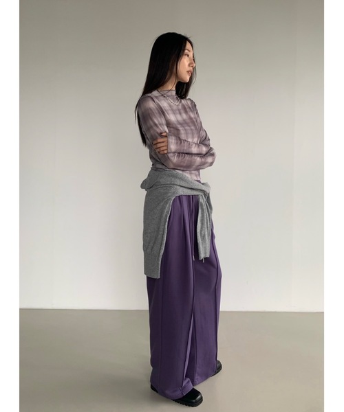 Didot.showroom(ディドット ショールーム)の「メロウチェックシアーT(Tシャツ/カットソー・レディース・グレー/ベージュ・FREE)」の9枚目の写真