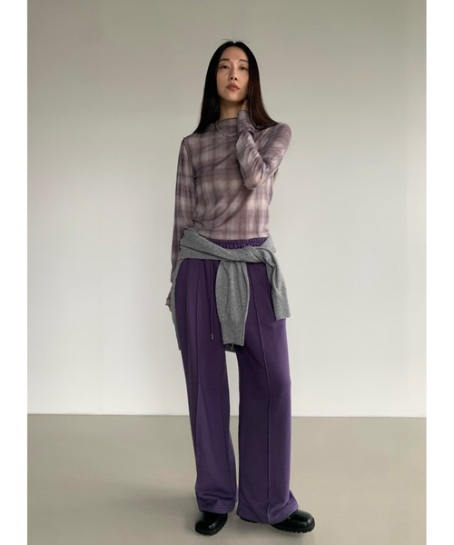 Didot.showroom(ディドット ショールーム)の「メロウチェックシアーT(Tシャツ/カットソー・レディース・グレー/ベージュ・FREE)」の7枚目の写真