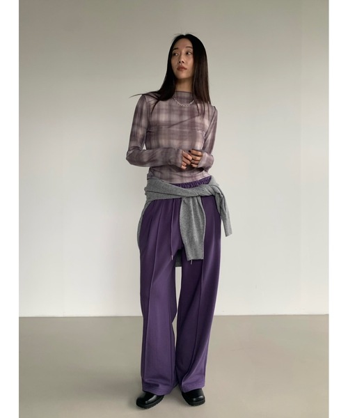 Didot.showroom(ディドット ショールーム)の「メロウチェックシアーT(Tシャツ/カットソー・レディース・グレー/ベージュ・FREE)」の8枚目の写真
