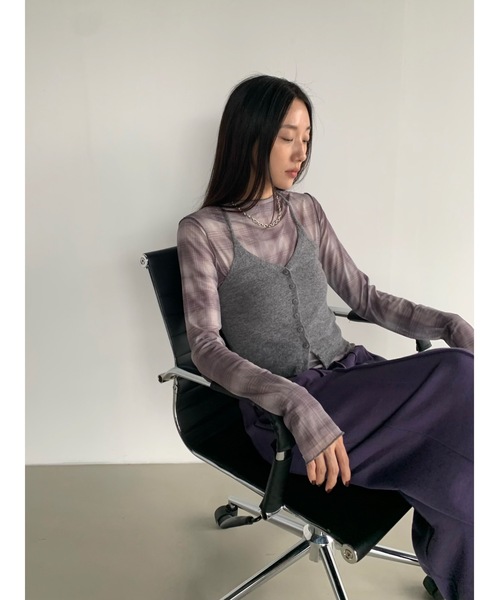 Didot.showroom(ディドット ショールーム)の「メロウチェックシアーT(Tシャツ/カットソー・レディース・グレー/ベージュ・FREE)」の20枚目の写真